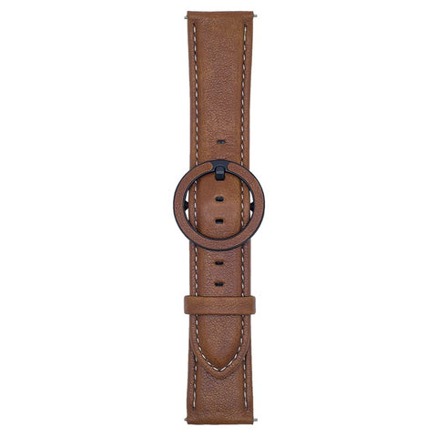 For Samsung Galaxy Watch7 44mm  /  40mm Watch Band 20mm Crazy Horse Texture Round Buckle Leather Wrist Strap