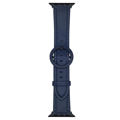 Watch Band For Apple Watch Series 11 10 42mm / 9 8 7 41mm / SE3 SE2 SE 6 5 4 40mm / 3 2 1 38mm Crazy Horse Texture Round Buckle Leather Wrist Strap