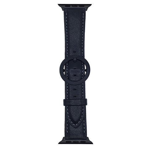 Watch Band For Apple Watch Series 11 10 42mm / 9 8 7 41mm / SE3 SE2 SE 6 5 4 40mm / 3 2 1 38mm Crazy Horse Texture Round Buckle Leather Wrist Strap