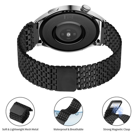 For Huawei Watch GT 5 46mm Watch Band 22mm Nine-Bead Magnetic Buckle Stainless Steel Wrist Strap