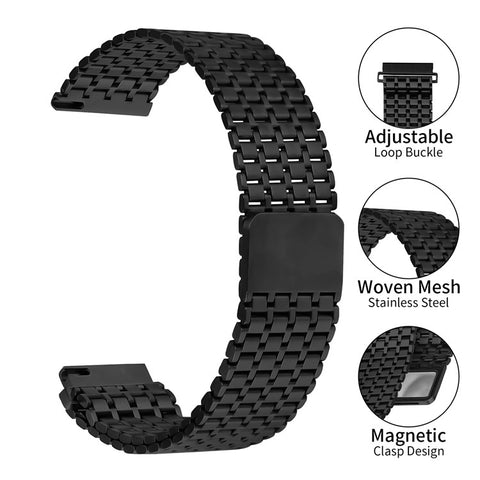 For Huawei Watch GT 5 46mm Watch Band 22mm Nine-Bead Magnetic Buckle Stainless Steel Wrist Strap