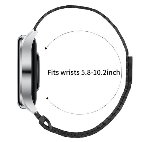 For Huawei Watch GT 5 46mm Watch Band 22mm Nine-Bead Magnetic Buckle Stainless Steel Wrist Strap