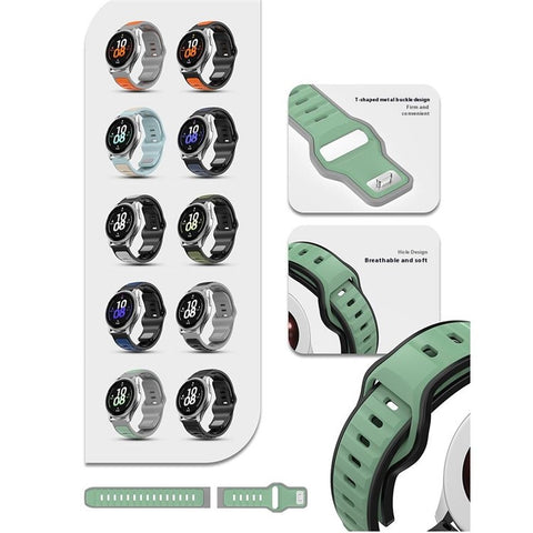 20mm Silicone Strap for Samsung Galaxy Watch7 40mm / 44m / Huami Amazfit Active 2 Dual Color Sport Wrist Band