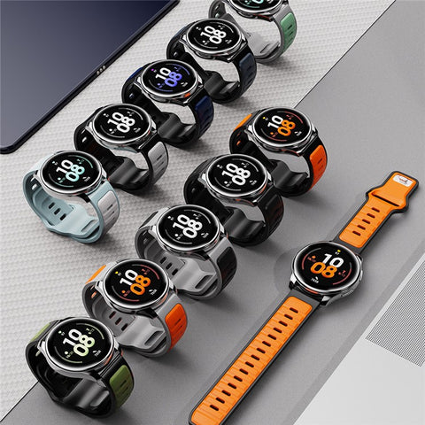 20mm Silicone Strap for Samsung Galaxy Watch7 40mm / 44m / Huami Amazfit Active 2 Dual Color Sport Wrist Band