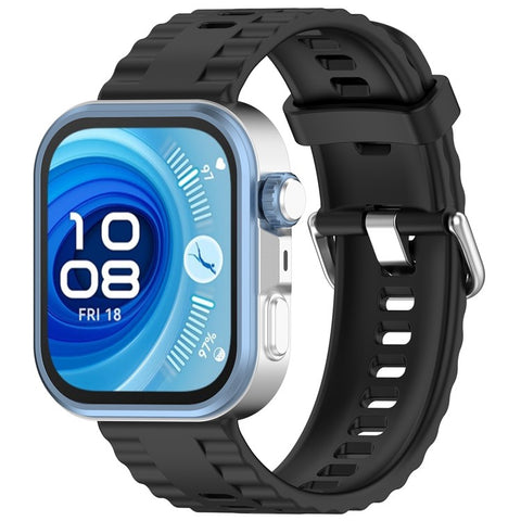 Silicone Strap with Silver Buckle for Huawei Watch Fit 4 Pro / 4 / 3 Breathable Watch Band