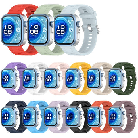 Silicone Strap with Silver Buckle for Huawei Watch Fit 4 Pro / 4 / 3 Breathable Watch Band