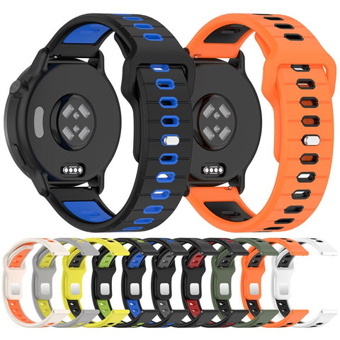For Garmin Vivoactive 6 Silicone Watch Band 20mm Horizontal Stripe Reverse Buckle Wrist Strap