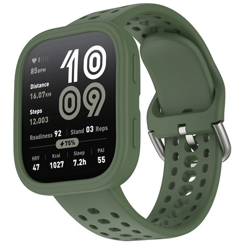 For Huami Amazfit Bip 6 A2435 Silicone Breathable Watch Band + Protective Case