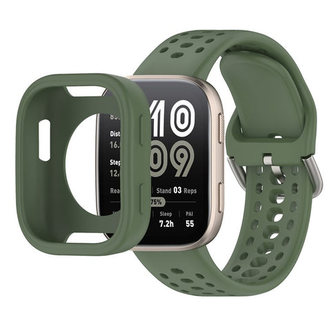 For Huami Amazfit Bip 6 A2435 Silicone Breathable Watch Band + Protective Case