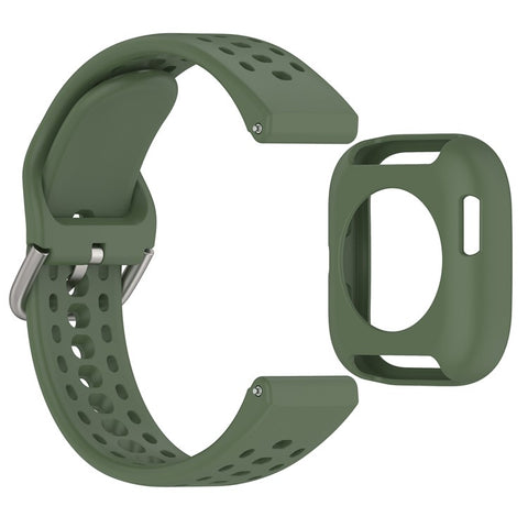 For Huami Amazfit Bip 6 A2435 Silicone Breathable Watch Band + Protective Case