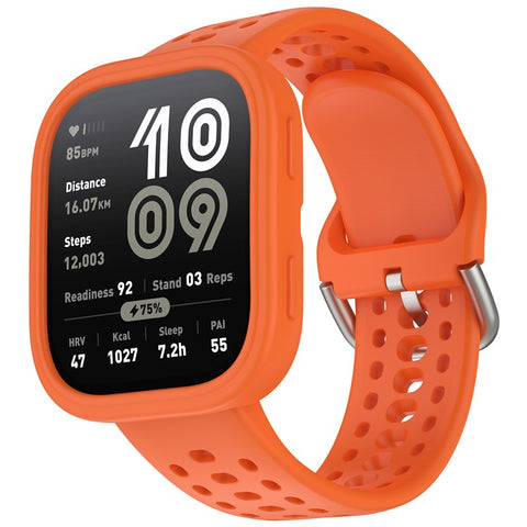 For Huami Amazfit Bip 6 A2435 Silicone Breathable Watch Band + Protective Case