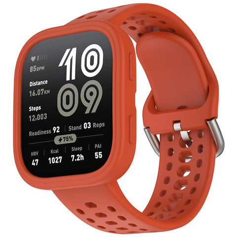 For Huami Amazfit Bip 6 A2435 Silicone Breathable Watch Band + Protective Case