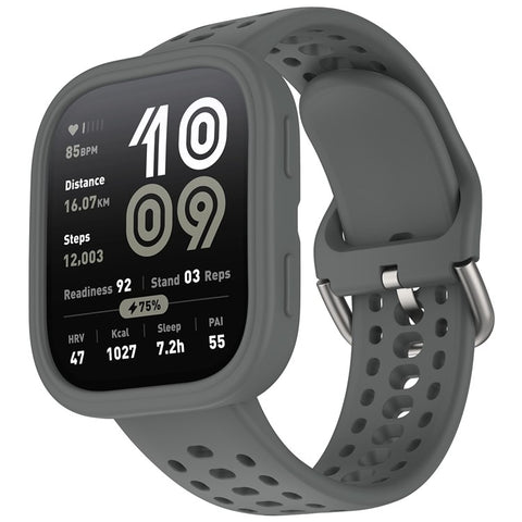 For Huami Amazfit Bip 6 A2435 Silicone Breathable Watch Band + Protective Case