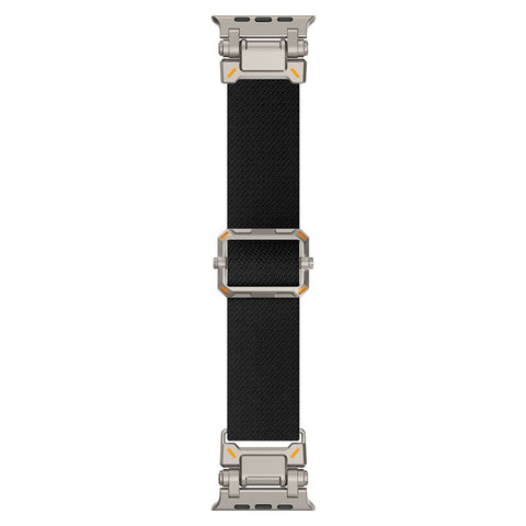 Wrist Band for Apple Watch Ultra 3 2 1 49mm / Series 11 10 46mm / 9 8 7 45mm / SE3 SE2 SE 6 5 4 44mm / 3 2 1 42mm Titanium Color Metal Connector Nylon Watch Strap