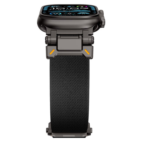 Wrist Band for Apple Watch Ultra 3 2 1 49mm / Series 11 10 46mm / 9 8 7 45mm / SE3 SE2 SE 6 5 4 44mm / 3 2 1 42mm Black Metal Connector Nylon Watch Strap