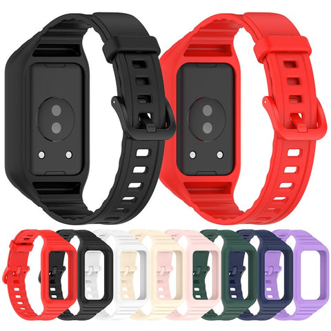 For Honor Band 10 / 9 Integrated Silicone Strap with Watch Case Pin Buckle Design Watch Band