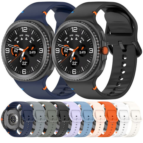 Watch Band for Samsung Galaxy Watch8 44mm / 40mm / Watch8 Classic 46mm Stitching Line Decor Silicone Strap, Size L