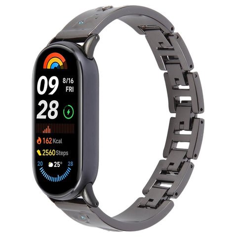 For Xiaomi Smart Band 9 / 8 Rhinestone Decor Metal Bracelet Strap Replacement Watch Band