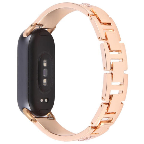 For Xiaomi Smart Band 9 / 8 Rhinestone Decor Metal Bracelet Strap Replacement Watch Band