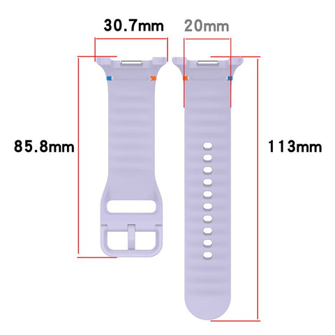 Watch Band for Samsung Galaxy Watch8 44mm / 40mm / Watch8 Classic 46mm Stitching Line Decor Silicone Strap, Size S