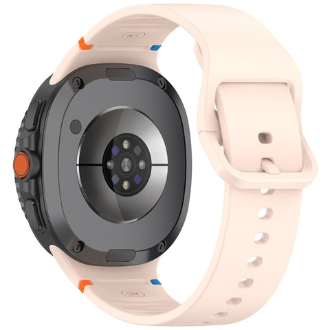 Watch Band for Samsung Galaxy Watch8 44mm / 40mm / Watch8 Classic 46mm Stitching Line Decor Silicone Strap, Size S