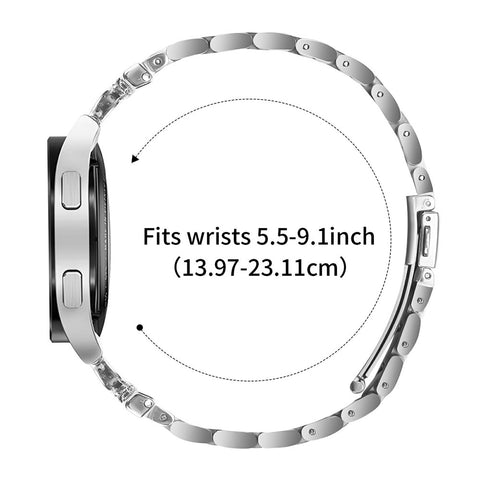 Watch Strap for Huawei Watch GT 3 Pro 43mm Silver Stainless Steel Band D-Shape Rhinestones Decor