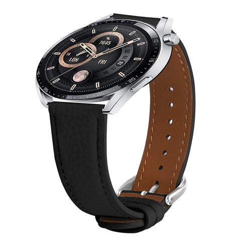 Replacement Strap for Huawei Watch GT 3 Pro 46mm / GT 3 46mm / GT 2 Pro / GT 2e Litchi Texture PU Leather Watch Band with Metal Buckle