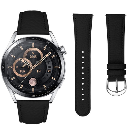 Replacement Strap for Huawei Watch GT 3 Pro 46mm / GT 3 46mm / GT 2 Pro / GT 2e Litchi Texture PU Leather Watch Band with Metal Buckle
