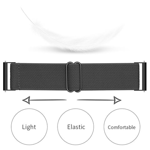 22mm Solo Loop Watch Band Fabric Nylon Elastic Belt Bracelet for Samsung Galaxy Watch 46mm / Gear S3 Classic / Gear S3 Frontier- Black