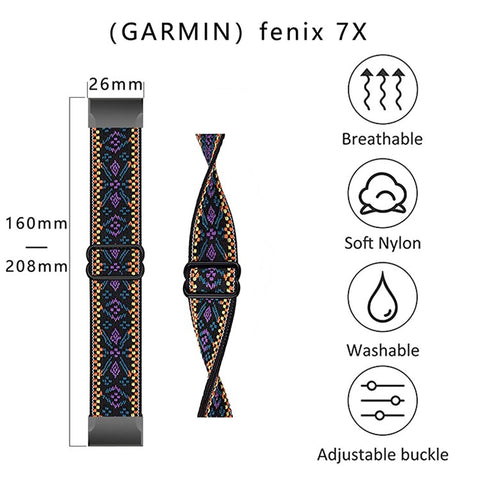 For Garmin Fenix Series 7S/6S/5S/Instinct 2S Adjustable Watch Strap Elastic Nylon Bracelet Smart Watch Breathable Band for Women/Men
