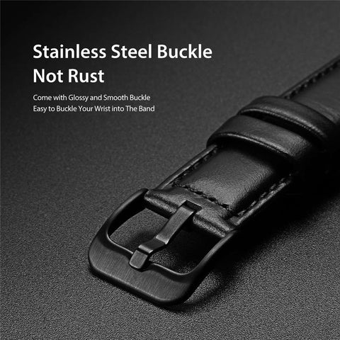 DUX DUCIS For Samsung Galaxy Watch3 45mm / Huawei Watch GT 3 46mm / GT 3 Pro 46mm Stainless Steel + Leather Watch Strap 22mm Replacement Wrist Band
