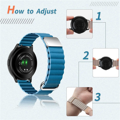 For Samsung Galaxy Watch6 40mm 44mm / Watch6 Classic 43mm 47mm / Watch 5 40mm 44mm / 5 Pro 45mm / Watch4 40mm 44mm 20mm Watch Band Genuine Leather Magnetic Strap