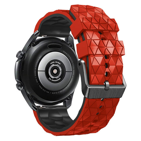 For Huawei Watch GT 7 46mm / Samsung Galaxy Watch3 45mm / Watch GT 3 Pro 46mm Football Texture Quick-Release-22mm Watch Band Dual Color Silicone Sports Wrist Strap