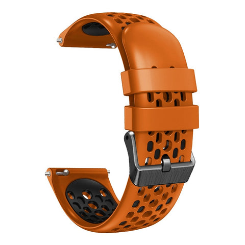 For Huawei Watch GT 7 46mm / Samsung Galaxy Watch3 45mm / Watch GT 3 Pro 46mm Watch Band Quick-Release-22mm Dual Color Silicone Wrist Strap with Five Rows Holes