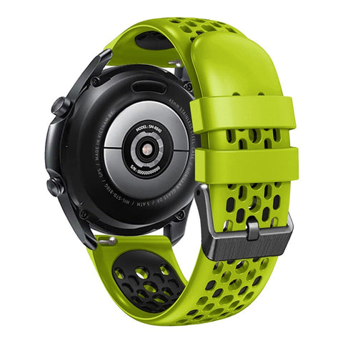 For Huawei Watch GT 7 46mm / Samsung Galaxy Watch3 45mm / Watch GT 3 Pro 46mm Watch Band Quick-Release-22mm Dual Color Silicone Wrist Strap with Five Rows Holes