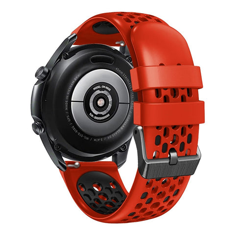 For Huawei Watch GT 7 46mm / Samsung Galaxy Watch3 45mm / Watch GT 3 Pro 46mm Watch Band Quick-Release-22mm Dual Color Silicone Wrist Strap with Five Rows Holes