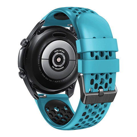 For Huawei Watch GT 7 46mm / Samsung Galaxy Watch3 45mm / Watch GT 3 Pro 46mm Watch Band Quick-Release-22mm Dual Color Silicone Wrist Strap with Five Rows Holes
