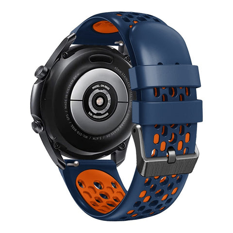 For Huawei Watch GT 7 46mm / Samsung Galaxy Watch3 45mm / Watch GT 3 Pro 46mm Watch Band Quick-Release-22mm Dual Color Silicone Wrist Strap with Five Rows Holes