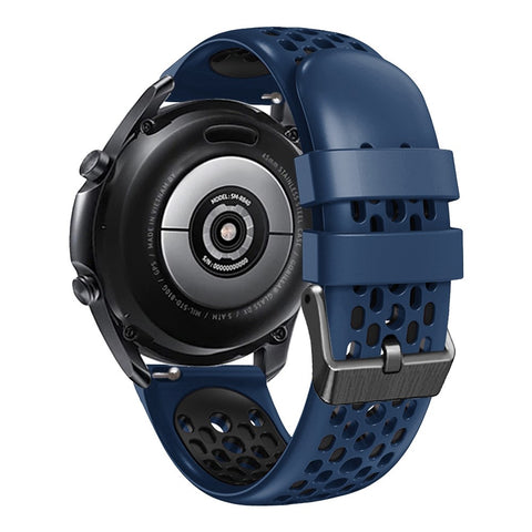 For Huawei Watch GT 7 46mm / Samsung Galaxy Watch3 45mm / Watch GT 3 Pro 46mm Watch Band Quick-Release-22mm Dual Color Silicone Wrist Strap with Five Rows Holes