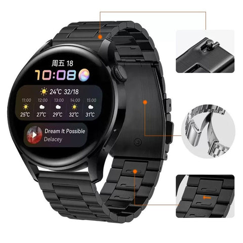 For Huawei Watch GT 7 46mm / Watch GT 4 46mm / GT 3 46mm / GT 2 46mm Watch Strap 3 Beads Titanium Steel Quick-Release-22mm Wrist Band
