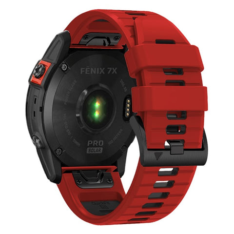 For Garmin Fenix 7X Pro/Fenix 7X Dual-Color Sport Watch Strap Silicone Breathable Wristband