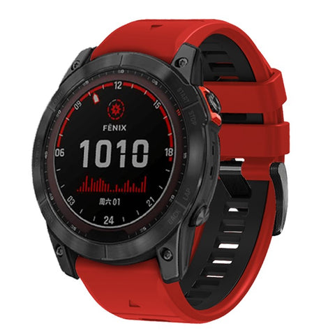 For Garmin Fenix 7X Pro/Fenix 7X Dual-Color Sport Watch Strap Silicone Breathable Wristband