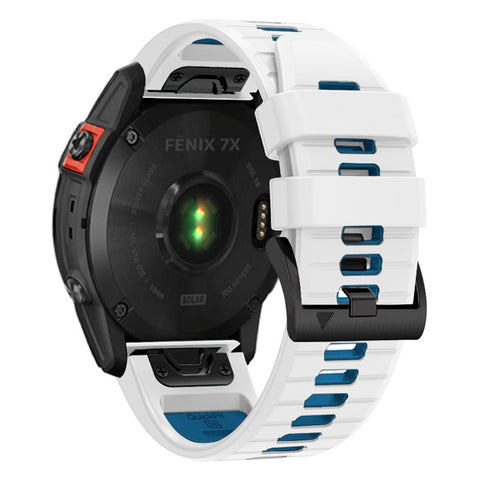 For Garmin Fenix 7X Pro/Fenix 7X Dual-Color Sport Watch Strap Silicone Breathable Wristband