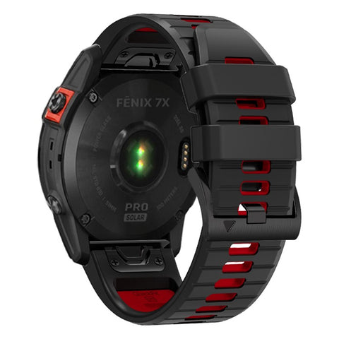 For Garmin Fenix 7X Pro/Fenix 7X Dual-Color Sport Watch Strap Silicone Breathable Wristband