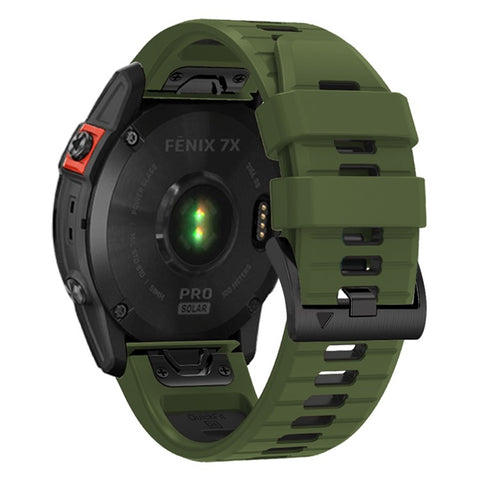 For Garmin Fenix 7X Pro/Fenix 7X Dual-Color Sport Watch Strap Silicone Breathable Wristband