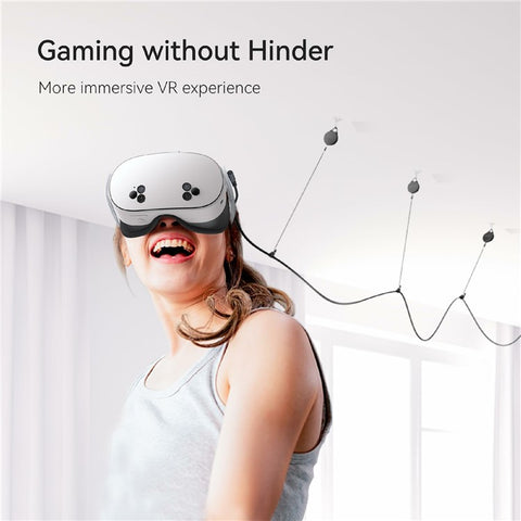 KIWI DESIGN 3PCS VR Cable Management for Meta Quest / Sony PlayStation VR Retractable Ceiling Pulley System