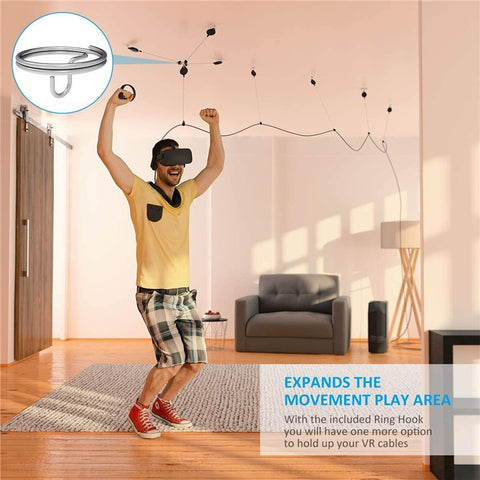 KIWI DESIGN 3PCS VR Cable Management for Meta Quest / Sony PlayStation VR Retractable Ceiling Pulley System