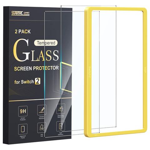 STARTRC GAMES 2Pcs For Nintendo Switch 2 Screen Protector Tempered Glass Film with Positioning Frame