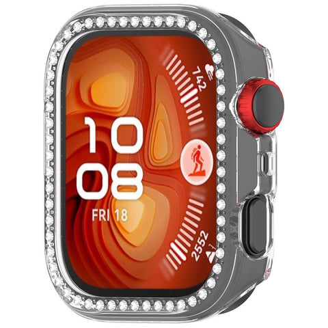 For Huawei Watch Fit 4 Clear Watch Case Rhinestone Decorative Hollow Design PC Watch Cover