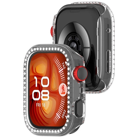 For Huawei Watch Fit 4 Clear Watch Case Rhinestone Decorative Hollow Design PC Watch Cover